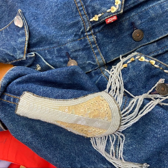 Vintage One of a Kind Pearl Embroidered 80s Levi's Denim Jean Jacket715060216 C1 - Picture 4 of 7
